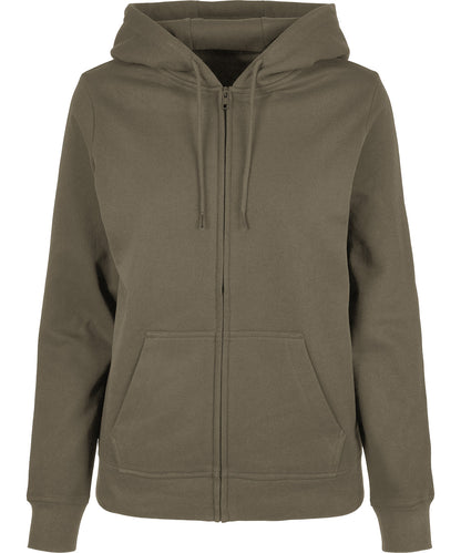 Tryck din logga på Hoodies från Build Your Brand Basic - Anpassa Build Your Brand Basic - Zip Dam Hoodie i färgen Oliv för företag, föreningar och privatpersoner