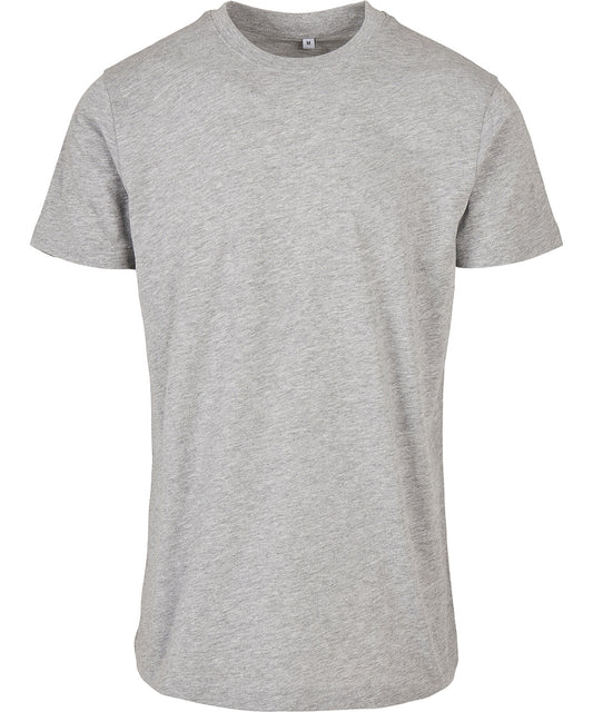 Tryck din logga på T-shirts från Build Your Brand Basic - Anpassa Basic T-Shirt with Crew Neck - Herr i färgen Ljunggrå för företag, föreningar och privatpersoner