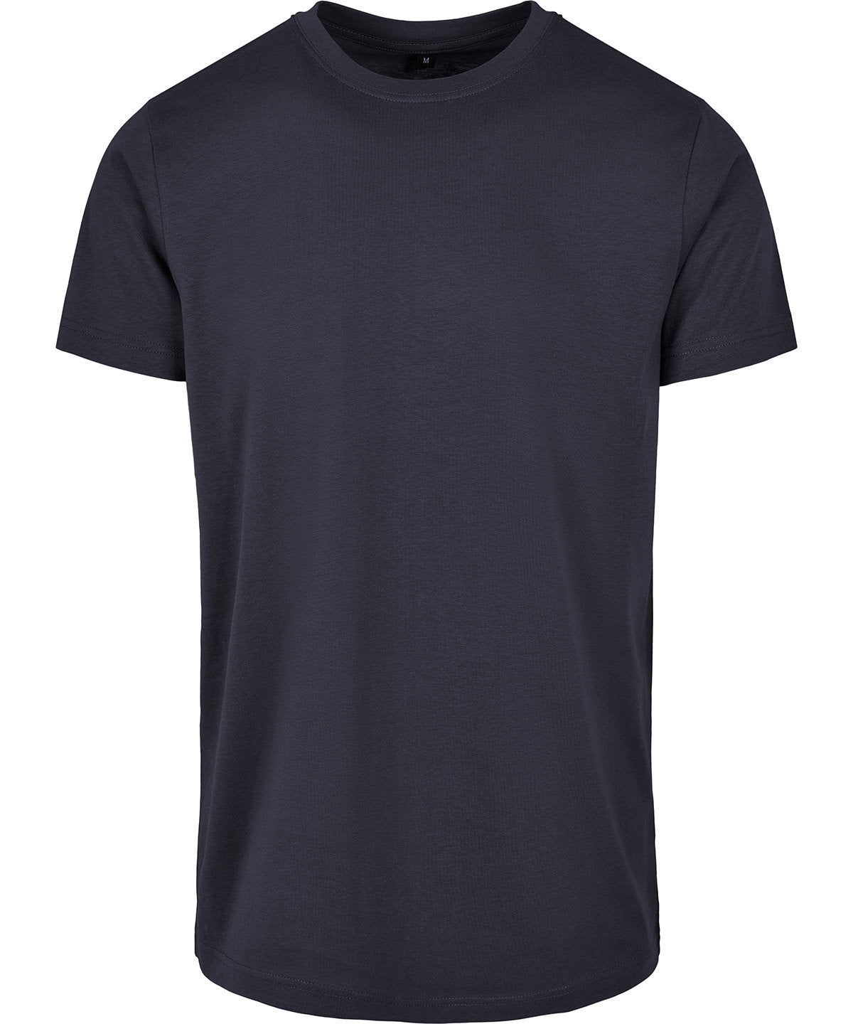 Tryck din logga på T-shirts från Build Your Brand Basic - Anpassa Basic T-Shirt with Crew Neck - Herr i färgen Marinblå för företag, föreningar och privatpersoner