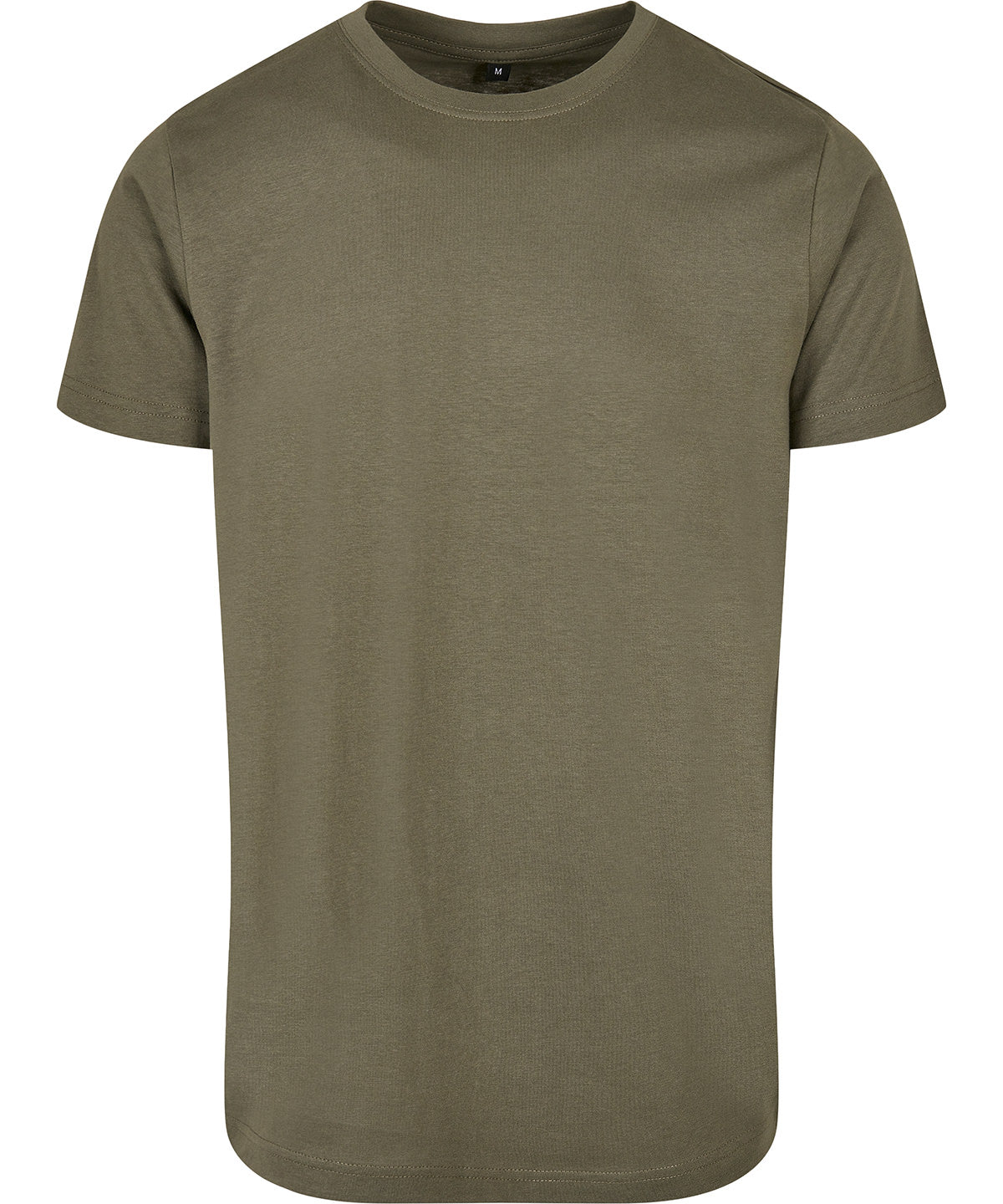 Tryck din logga på T-shirts från Build Your Brand Basic - Anpassa Basic T-Shirt with Crew Neck - Herr i färgen Oliv för företag, föreningar och privatpersoner