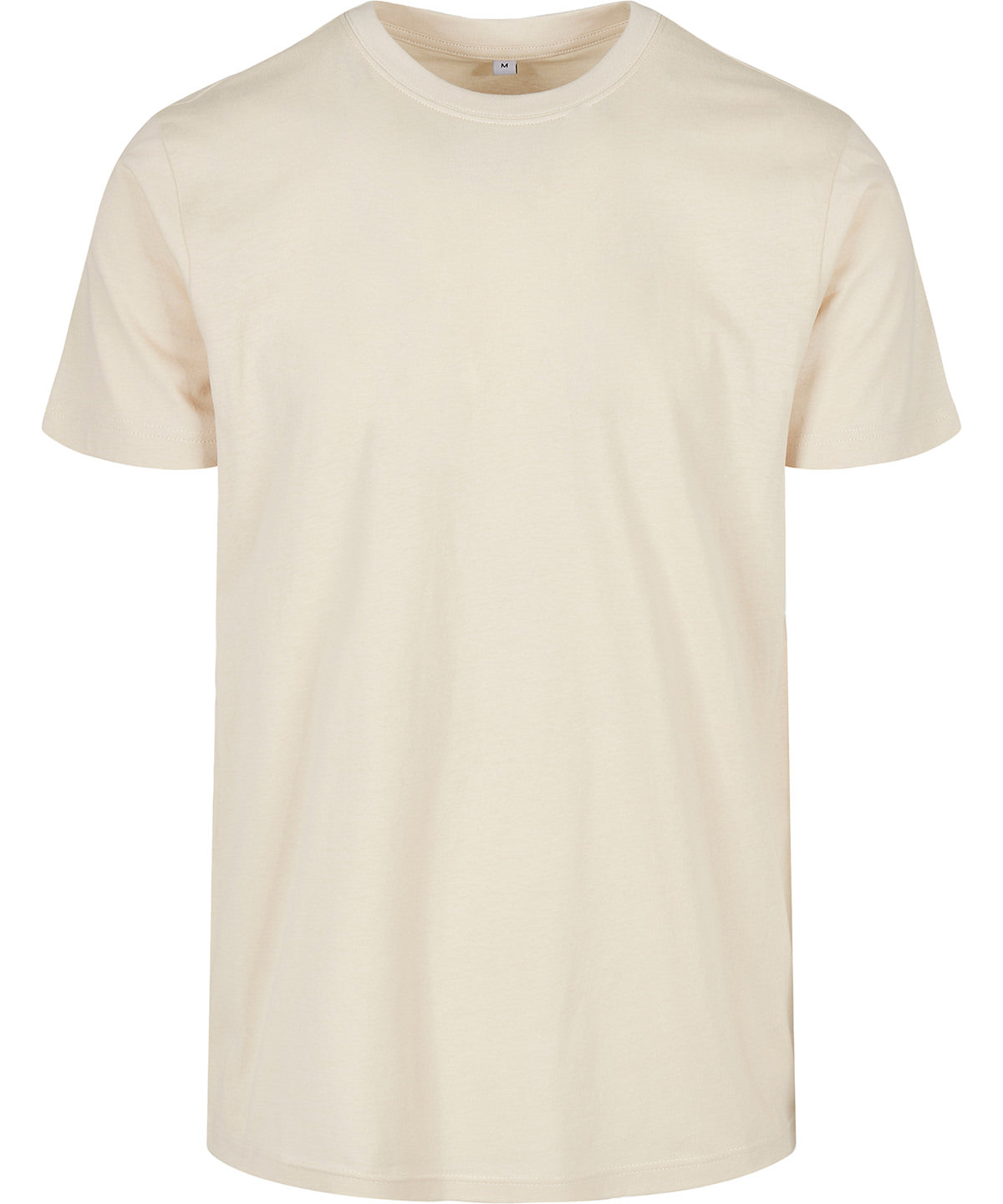 Tryck din logga på T-shirts från Build Your Brand Basic - Anpassa Basic T-Shirt with Crew Neck - Herr i färgen Naturligt för företag, föreningar och privatpersoner