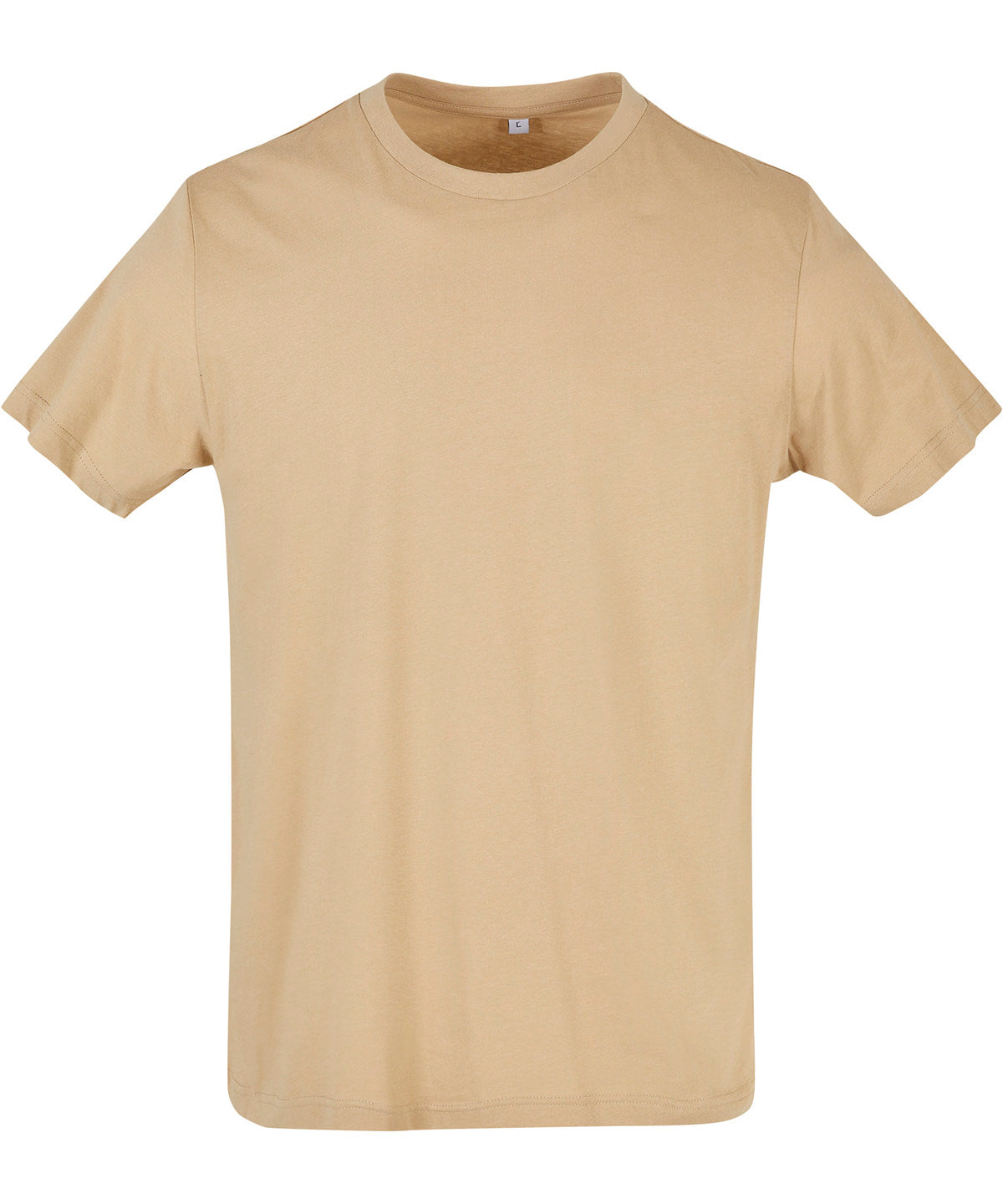 Tryck din logga på T-shirts från Build Your Brand Basic - Anpassa Basic T-Shirt with Crew Neck - Herr i färgen Beige för företag, föreningar och privatpersoner
