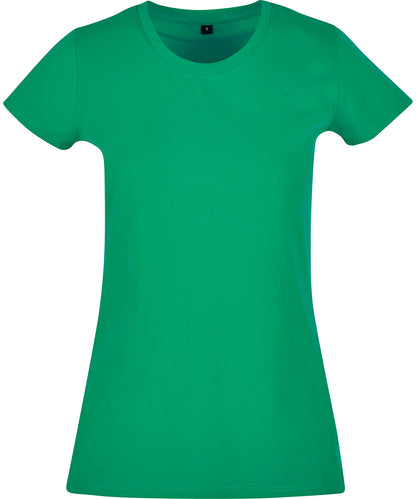 Tryck din logga på T-shirts från Build Your Brand Basic - Anpassa Basic T-Shirt - Dam i färgen Mellan grön för företag, föreningar och privatpersoner