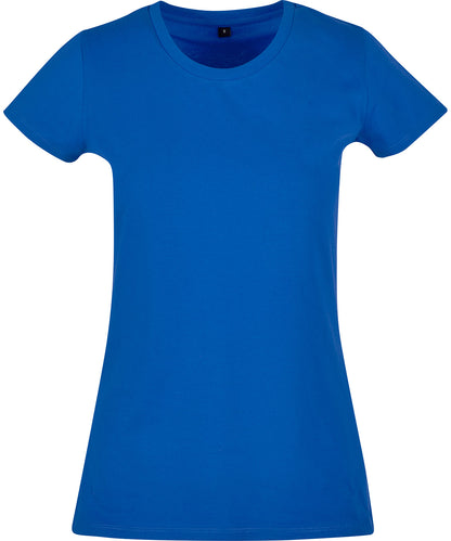 Tryck din logga på T-shirts från Build Your Brand Basic - Anpassa Basic T-Shirt - Dam i färgen Mellanblå för företag, föreningar och privatpersoner