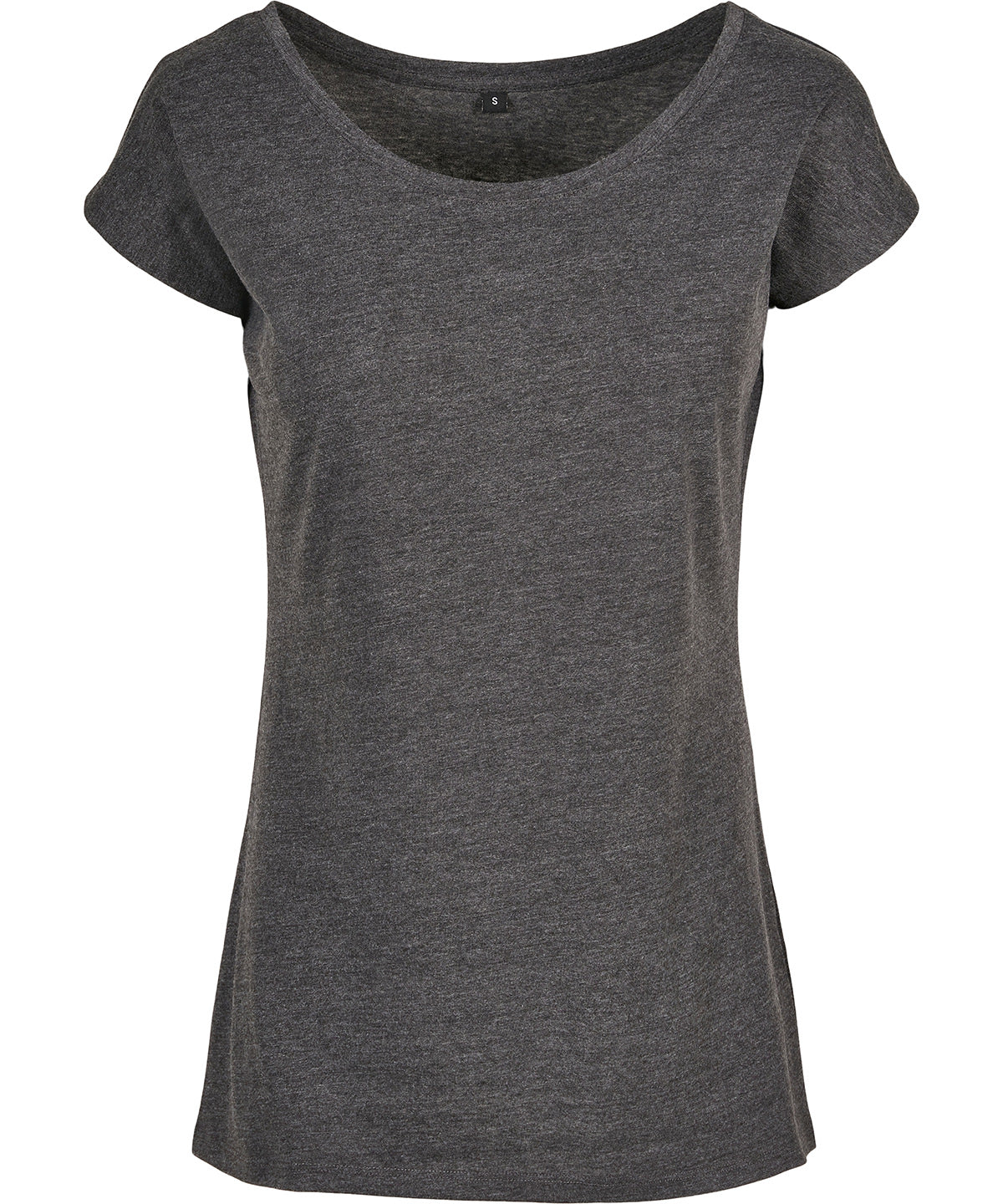 Tryck din logga på T-shirts från Build Your Brand Basic - Anpassa Wide Neck T-Shirt - Dam i färgen Mörkgrå för företag, föreningar och privatpersoner