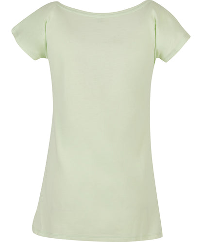 Tryck din logga på T-shirts från Build Your Brand Basic - Anpassa Wide Neck T-Shirt -Dam i färgen Mint för företag, föreningar och privatpersoner