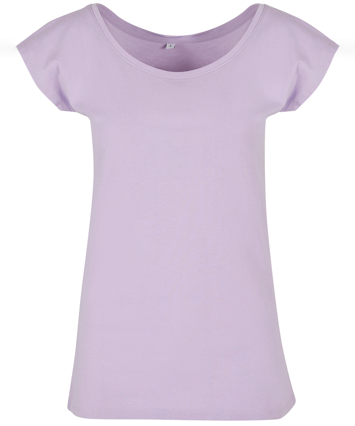Tryck din logga på T-shirts från Build Your Brand Basic - Anpassa Wide Neck T-Shirt - Dam i färgen Ljus lila för företag, föreningar och privatpersoner
