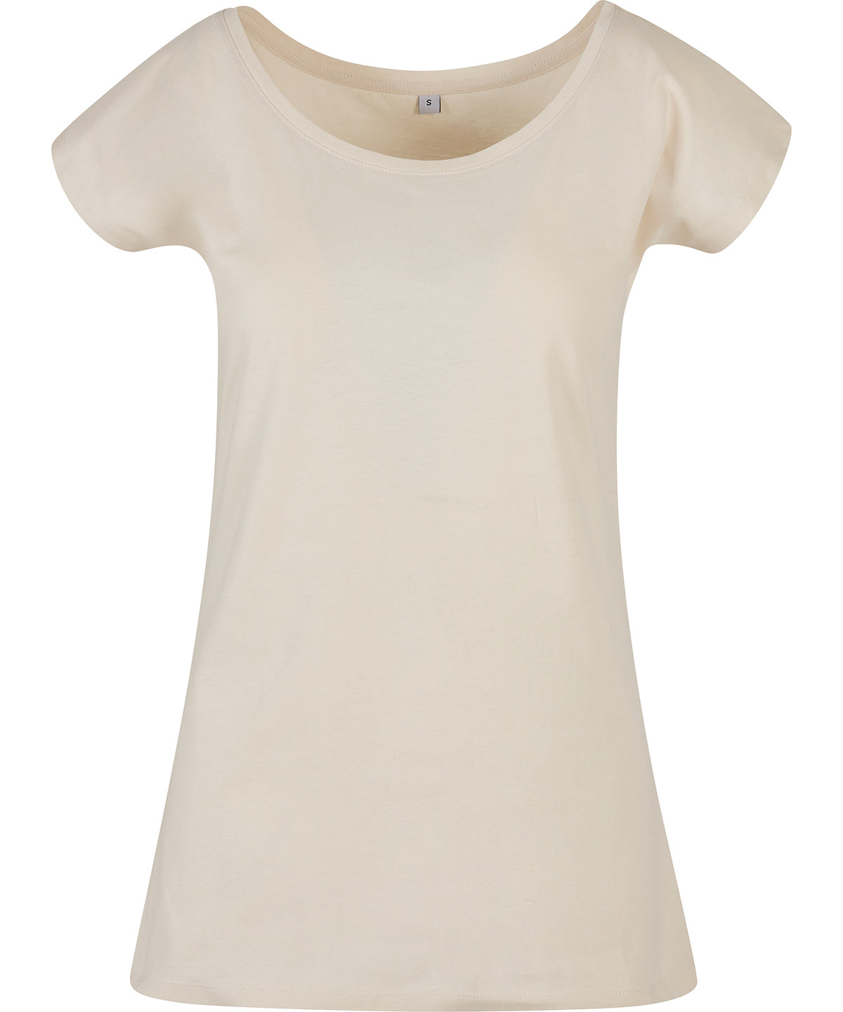 Tryck din logga på T-shirts från Build Your Brand Basic - Anpassa Wide Neck T-Shirt -Dam i färgen Naturligt för företag, föreningar och privatpersoner