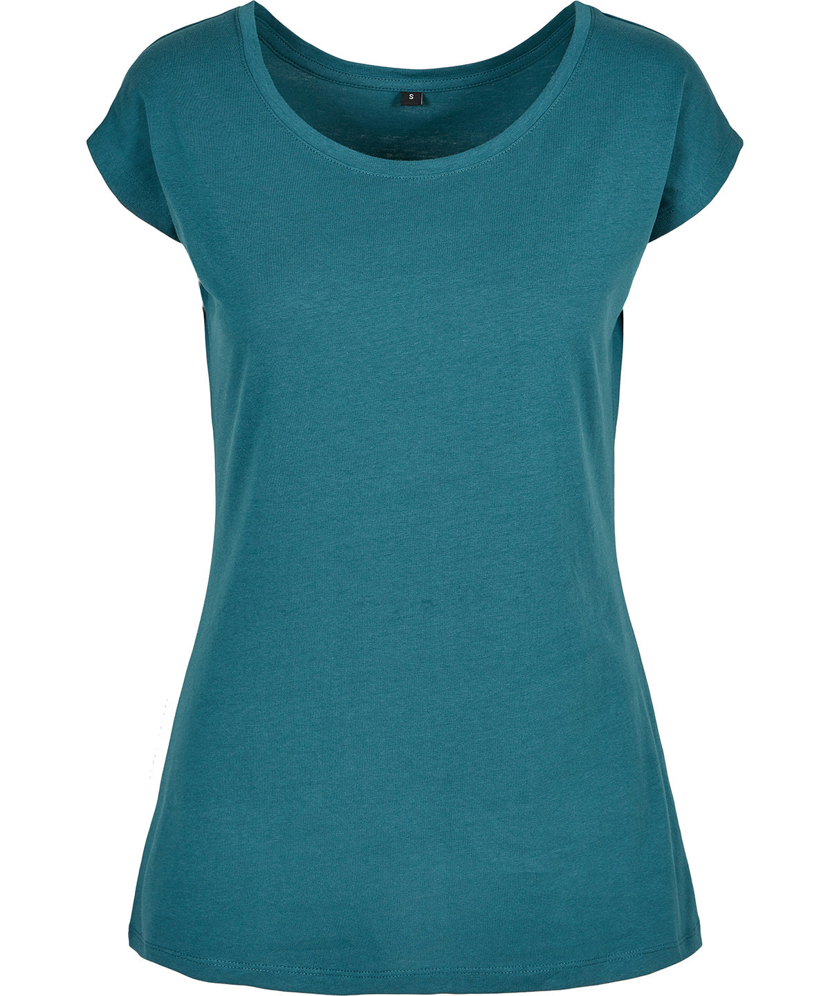 Tryck din logga på T-shirts från Build Your Brand Basic - Anpassa Wide Neck T-Shirt -Dam i färgen Teal för företag, föreningar och privatpersoner