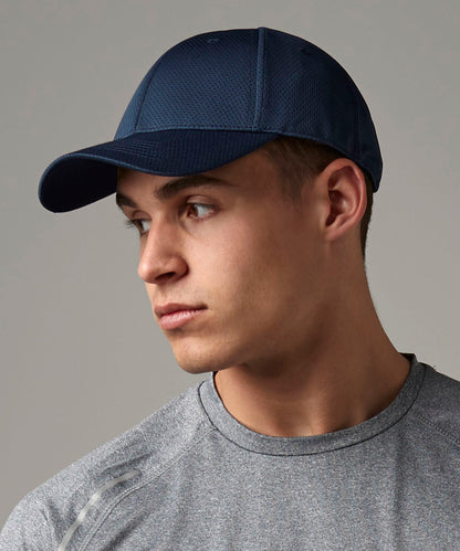 Tryck din logga på Kepsar från Beechfield - Anpassa 6-panel keps med luftnät i färgen för företag, föreningar och privatpersoner