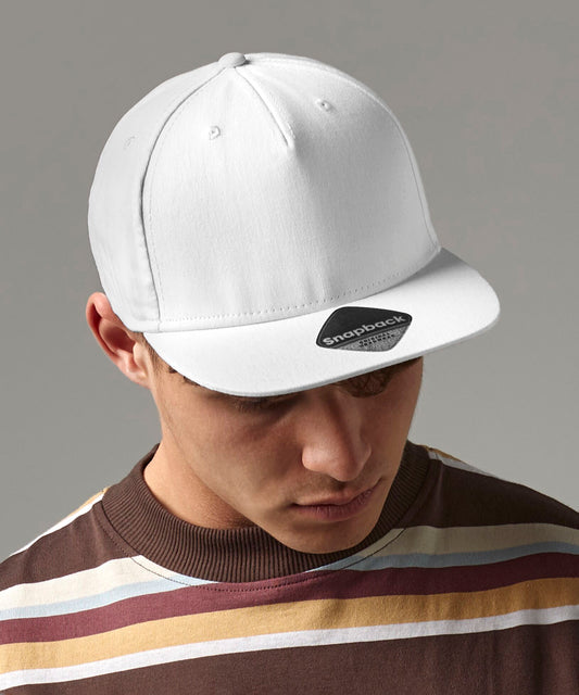 Tryck din logga på Kepsar från Beechfield - Anpassa 5-panel snapback rappare keps i färgen för företag, föreningar och privatpersoner