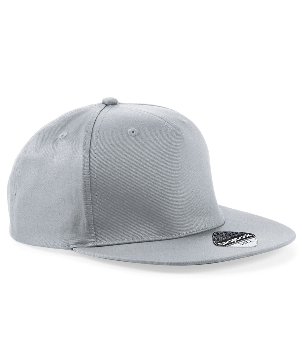 Tryck din logga på Kepsar från Beechfield - Anpassa 5-panel snapback rappare keps i färgen Ljusgrå One Size för företag, föreningar och privatpersoner