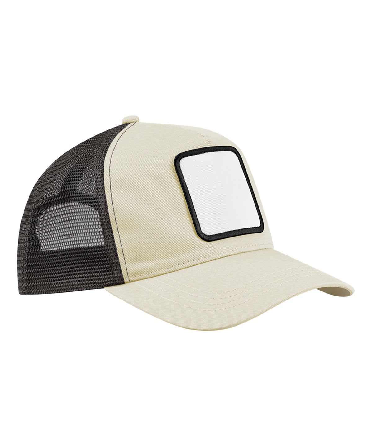 Tryck din logga på Kepsar från Beechfield - Anpassa Applikations patch 5-panel trucker i färgen Naturligt One Size för företag, föreningar och privatpersoner