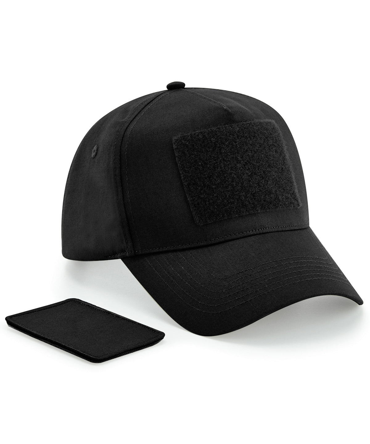 Tryck din logga på Kepsar från Beechfield - Anpassa Avtagbar patch 5-panel keps i färgen Svart One Size för företag, föreningar och privatpersoner