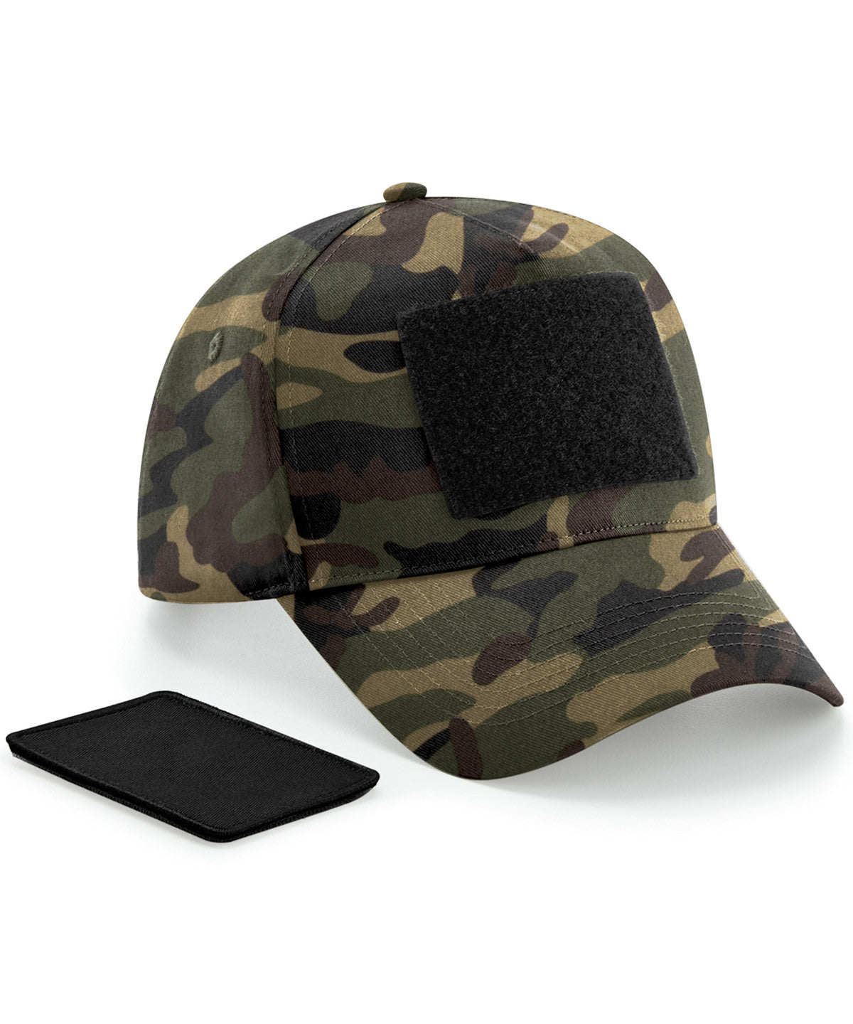 Tryck din logga på Kepsar från Beechfield - Anpassa Avtagbar patch 5-panel keps i färgen Kamouflage One Size för företag, föreningar och privatpersoner