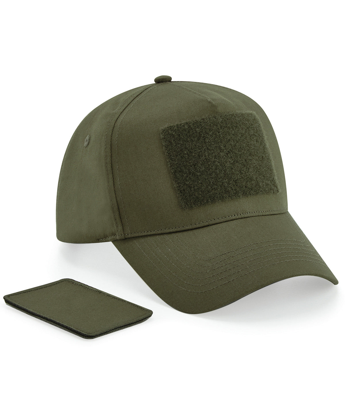Tryck din logga på Kepsar från Beechfield - Anpassa Avtagbar patch 5-panel keps i färgen Mörkgrön One Size för företag, föreningar och privatpersoner