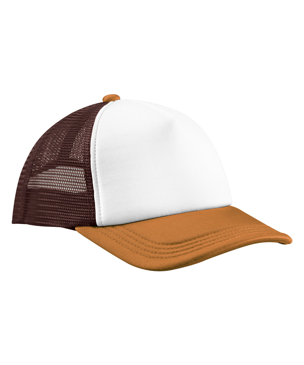 Tryck din logga på Kepsar från Beechfield - Anpassa Retro 5-panel trucker i färgen Mörkbrun One Size för företag, föreningar och privatpersoner