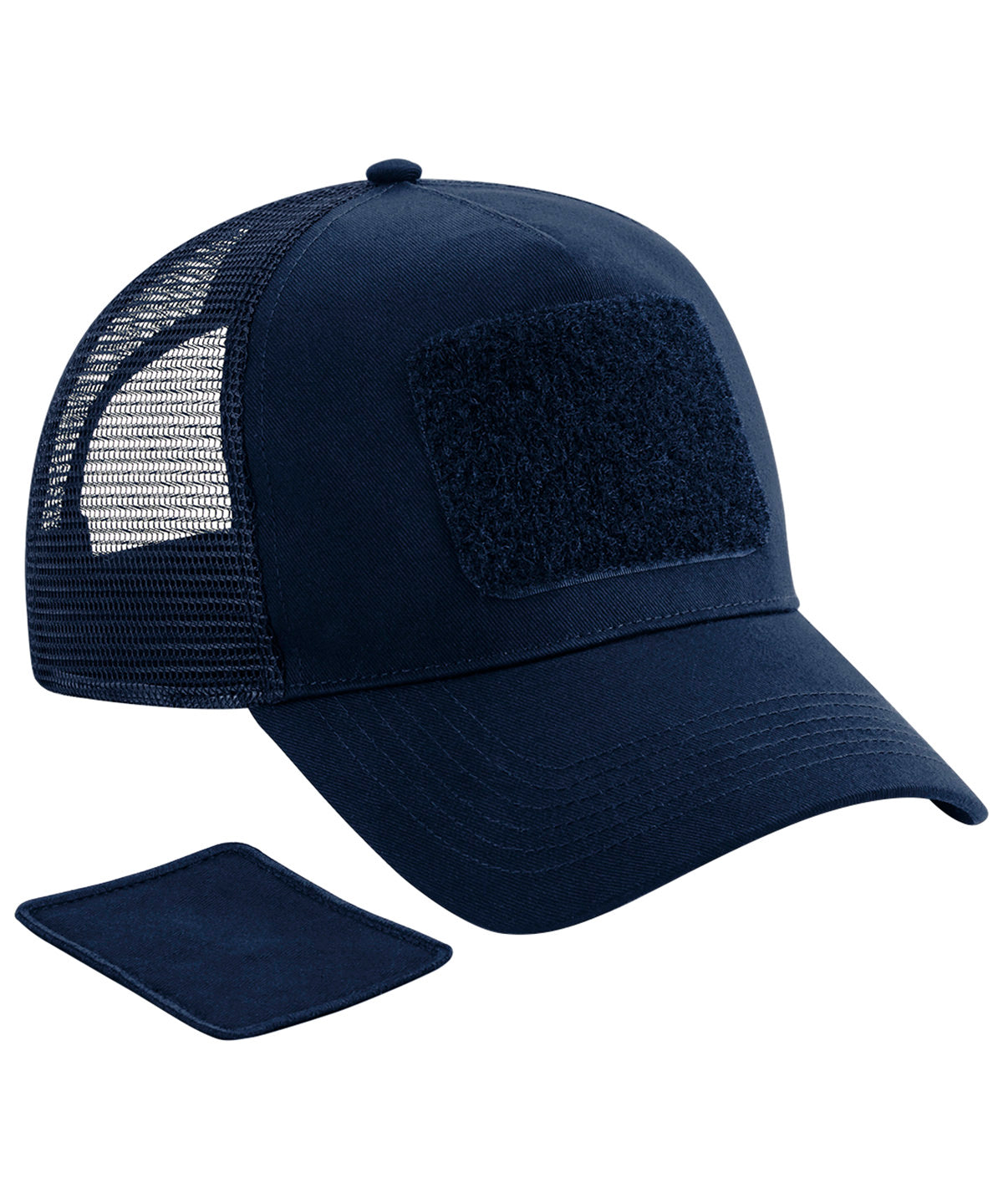 Tryck din logga på Kepsar från Beechfield - Anpassa Trucker med snapback och lapp i färgen Marinblå One Size för företag, föreningar och privatpersoner