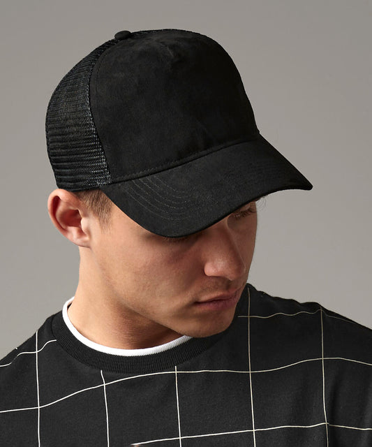 Tryck din logga på Kepsar från Beechfield - Anpassa Trucker med snapback i mocka i färgen för företag, föreningar och privatpersoner