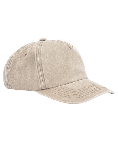 Tryck din logga på Kepsar från Beechfield - Anpassa Avslappnad 5-panel vintage keps i färgen Off Vit One Size för företag, föreningar och privatpersoner
