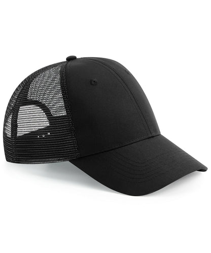 Tryck din logga på Kepsar från Beechfield - Anpassa Återvunnen urbanwear 6-panel snapback trucker i färgen Svart One Size för företag, föreningar och privatpersoner