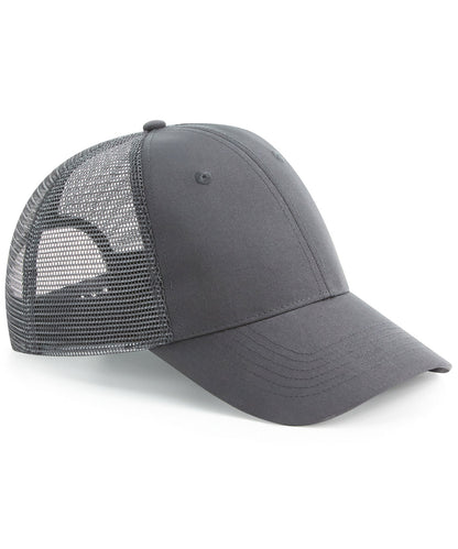 Tryck din logga på Kepsar från Beechfield - Anpassa Återvunnen urbanwear 6-panel snapback trucker i färgen Mörkgrå One Size för företag, föreningar och privatpersoner