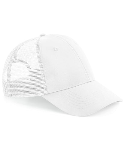 Tryck din logga på Kepsar från Beechfield - Anpassa Återvunnen urbanwear 6-panel snapback trucker i färgen Vit One Size för företag, föreningar och privatpersoner