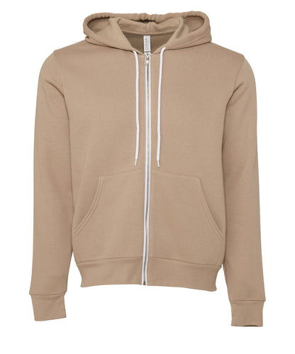 Tryck din logga på Hoodies från Bella Canvas - Anpassa Bella Canvas - Polycotton Fleece Zip Unisex Hoodie i färgen Tan för företag, föreningar och privatpersoner