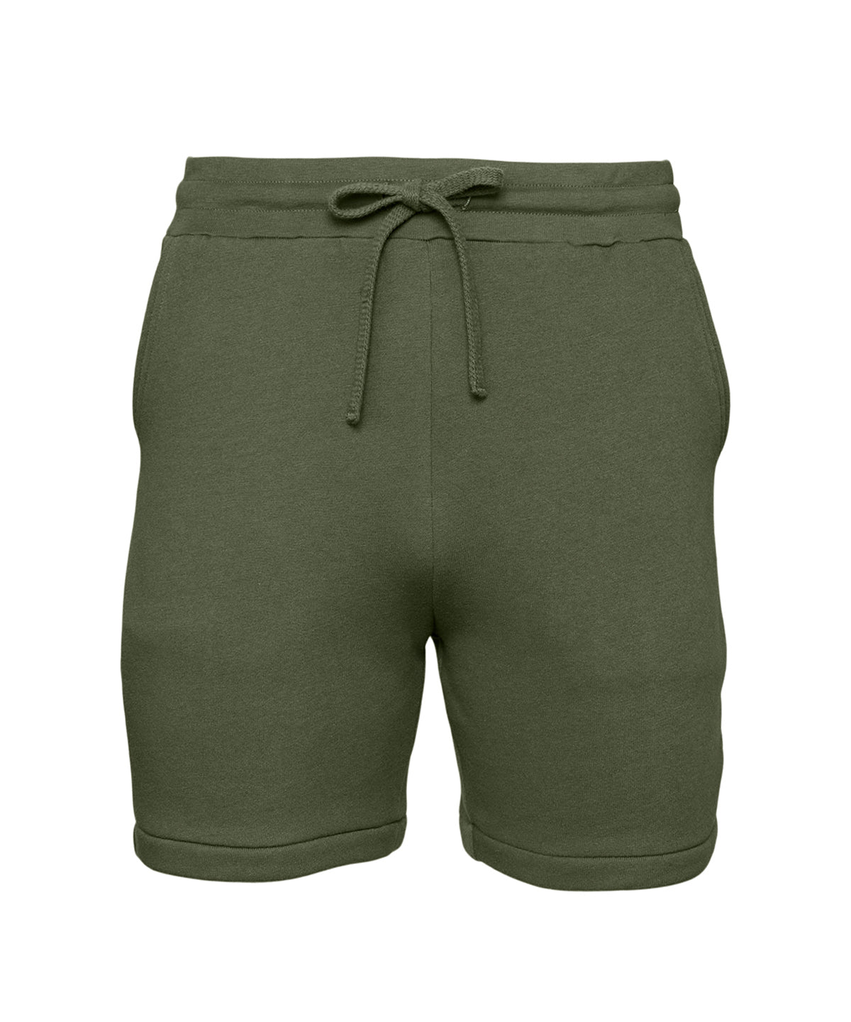 Tryck din logga på Shorts från Bella Canvas - Anpassa Sweatshorts i svampfleece för unisex i färgen Mörkgrön för företag, föreningar och privatpersoner