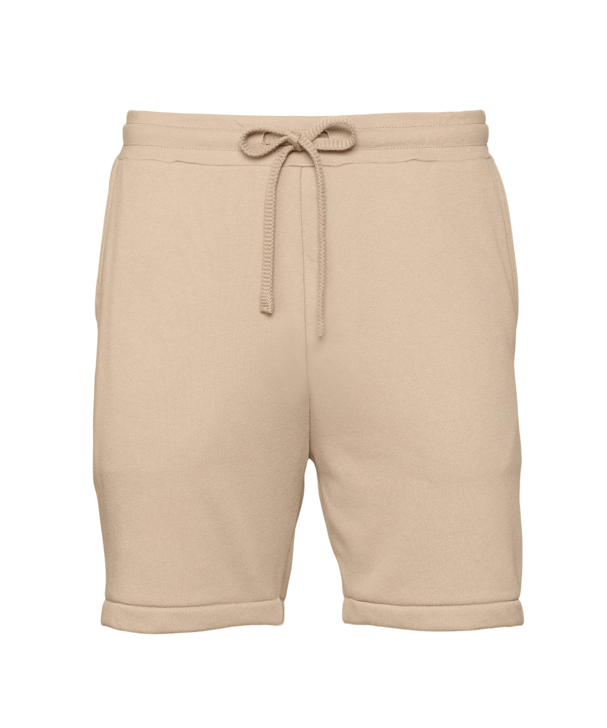 Tryck din logga på Shorts från Bella Canvas - Anpassa Sweatshorts i svampfleece för unisex i färgen Tan för företag, föreningar och privatpersoner