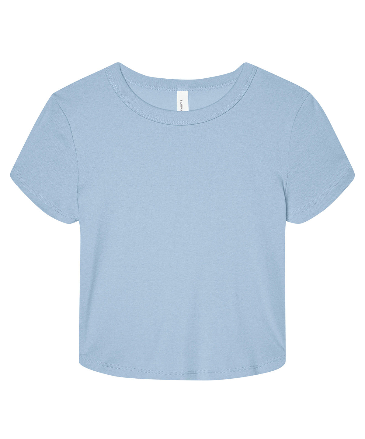 Tryck din logga på T-shirts från Bella Canvas - Anpassa Micro Rib Baby Tee - Dam i färgen Ljusblå för företag, föreningar och privatpersoner
