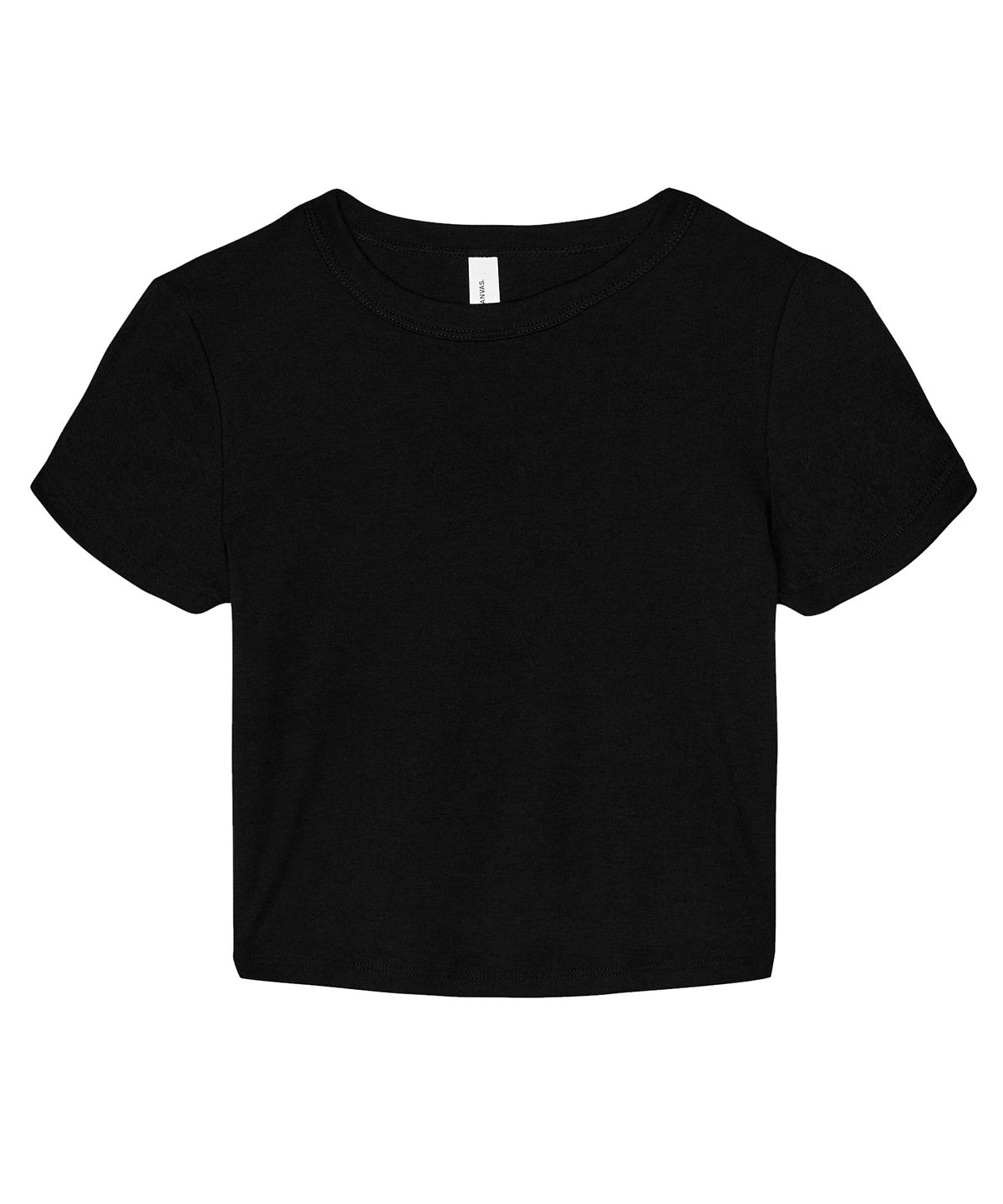 Tryck din logga på T-shirts från Bella Canvas - Anpassa Micro Rib Baby Tee - Dam i färgen Svart för företag, föreningar och privatpersoner