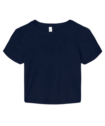 Tryck din logga på T-shirts från Bella Canvas - Anpassa Micro Rib Baby Tee - Dam i färgen Marinblå för företag, föreningar och privatpersoner