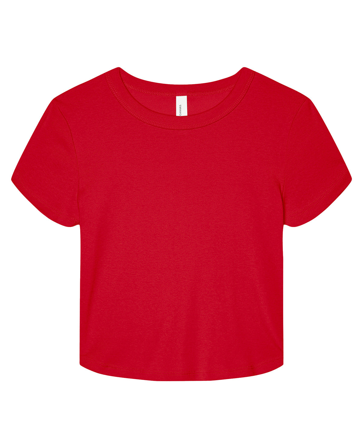 Tryck din logga på T-shirts från Bella Canvas - Anpassa Micro Rib Baby Tee - Dam i färgen Mellan röd för företag, föreningar och privatpersoner