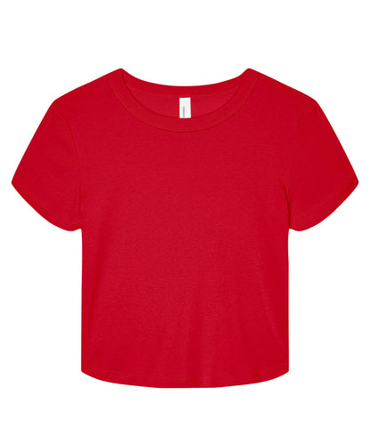 Tryck din logga på T-shirts från Bella Canvas - Anpassa Micro Rib Baby Tee - Dam i färgen Mellan röd för företag, föreningar och privatpersoner