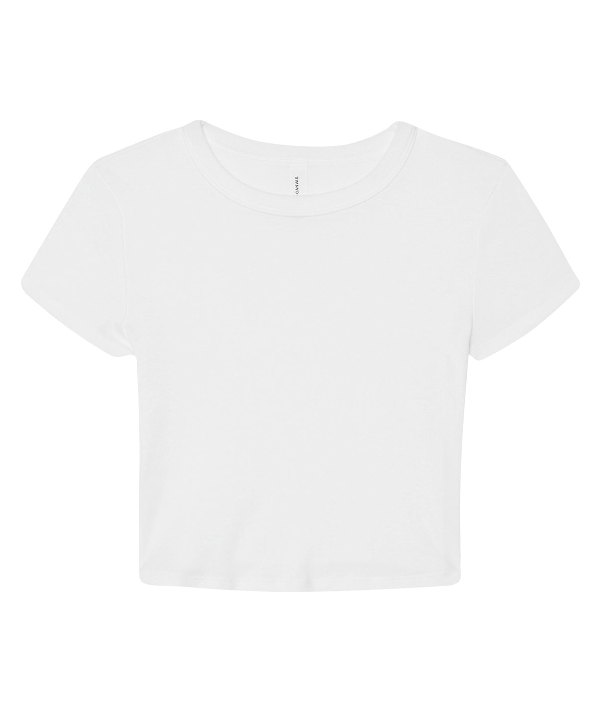 Tryck din logga på T-shirts från Bella Canvas - Anpassa Micro Rib Baby Tee - Dam i färgen Vit för företag, föreningar och privatpersoner