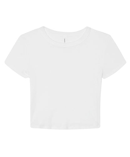 Tryck din logga på T-shirts från Bella Canvas - Anpassa Micro Rib Baby Tee - Dam i färgen Vit för företag, föreningar och privatpersoner