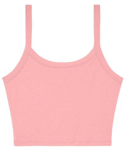 Tryck din logga på Linnen från Bella Canvas - Anpassa Dam micro rib tank med spagettiband i färgen Mellanrosa för företag, föreningar och privatpersoner