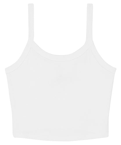 Tryck din logga på Linnen från Bella Canvas - Anpassa Dam micro rib tank med spagettiband i färgen Vit för företag, föreningar och privatpersoner