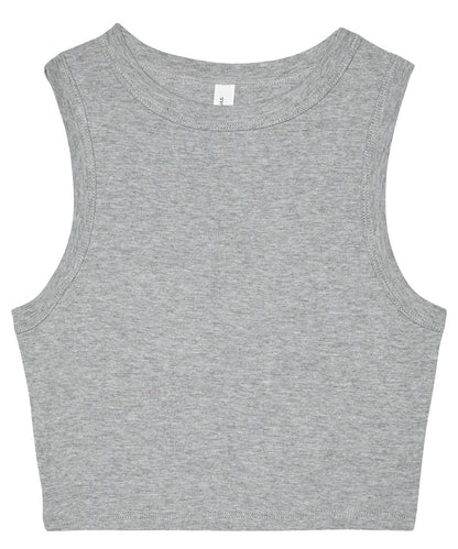 Tryck din logga på Linnen från Bella Canvas - Anpassa Dam micro rib muskel crop tank i färgen Ljunggrå för företag, föreningar och privatpersoner
