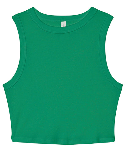 Tryck din logga på Linnen från Bella Canvas - Anpassa Dam micro rib muskel crop tank i färgen Mellan grön för företag, föreningar och privatpersoner