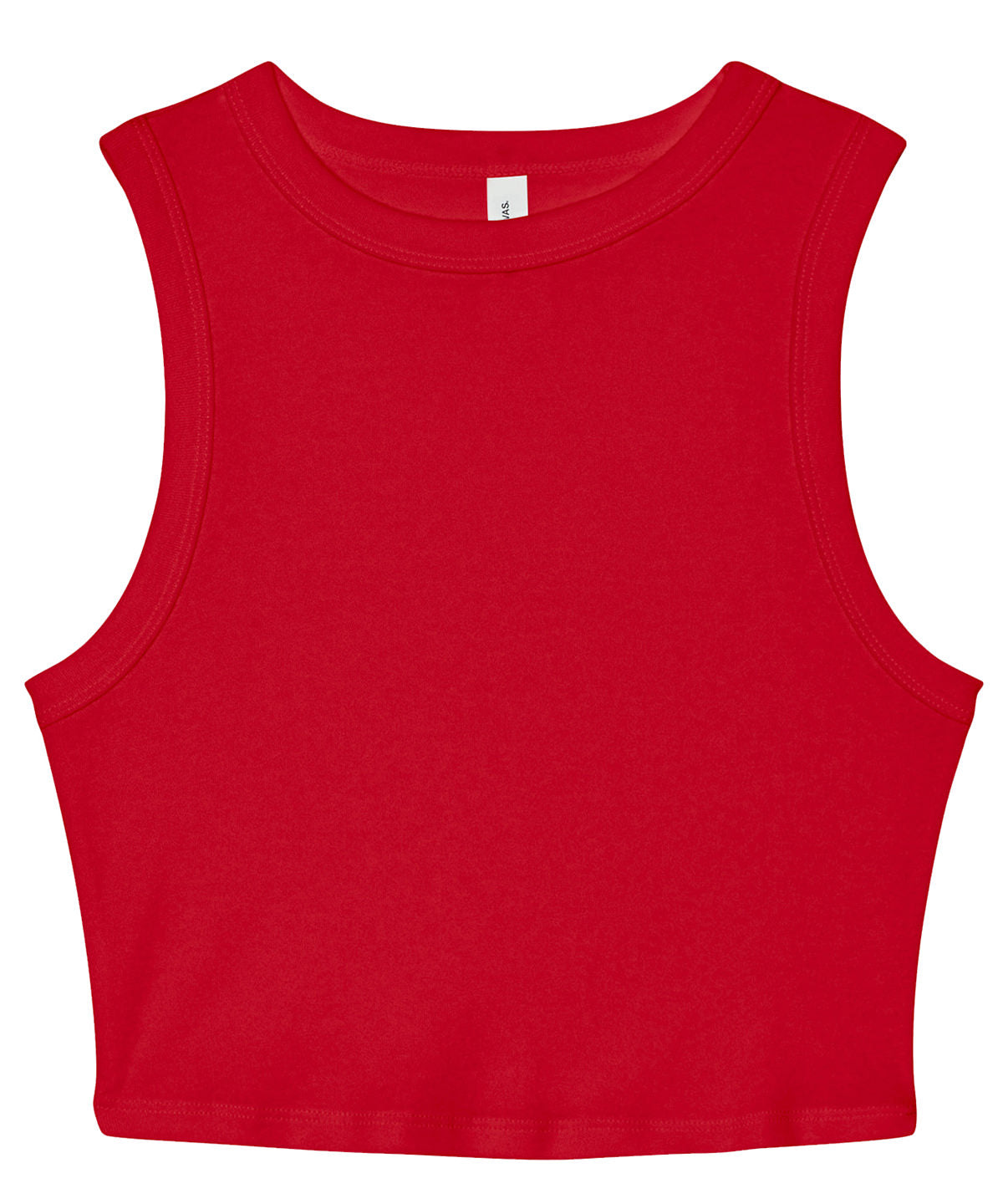 Tryck din logga på Linnen från Bella Canvas - Anpassa Dam micro rib muskel crop tank i färgen Mellan röd för företag, föreningar och privatpersoner