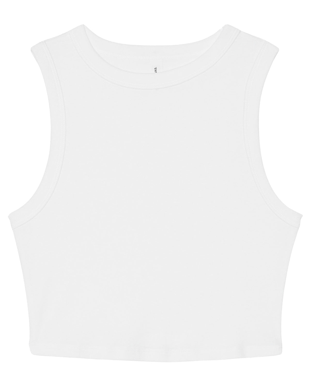 Tryck din logga på Linnen från Bella Canvas - Anpassa Dam micro rib muskel crop tank i färgen Vit för företag, föreningar och privatpersoner
