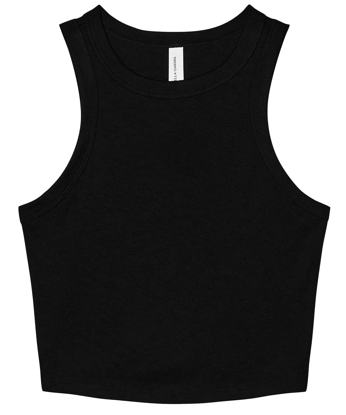 Tryck din logga på Linnen från Bella Canvas - Anpassa Dam micro rib racer tank i färgen Svart för företag, föreningar och privatpersoner