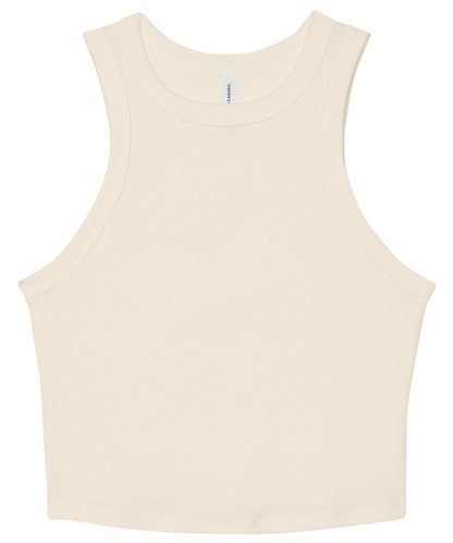 Tryck din logga på Linnen från Bella Canvas - Anpassa Dam micro rib racer tank i färgen Naturligt för företag, föreningar och privatpersoner