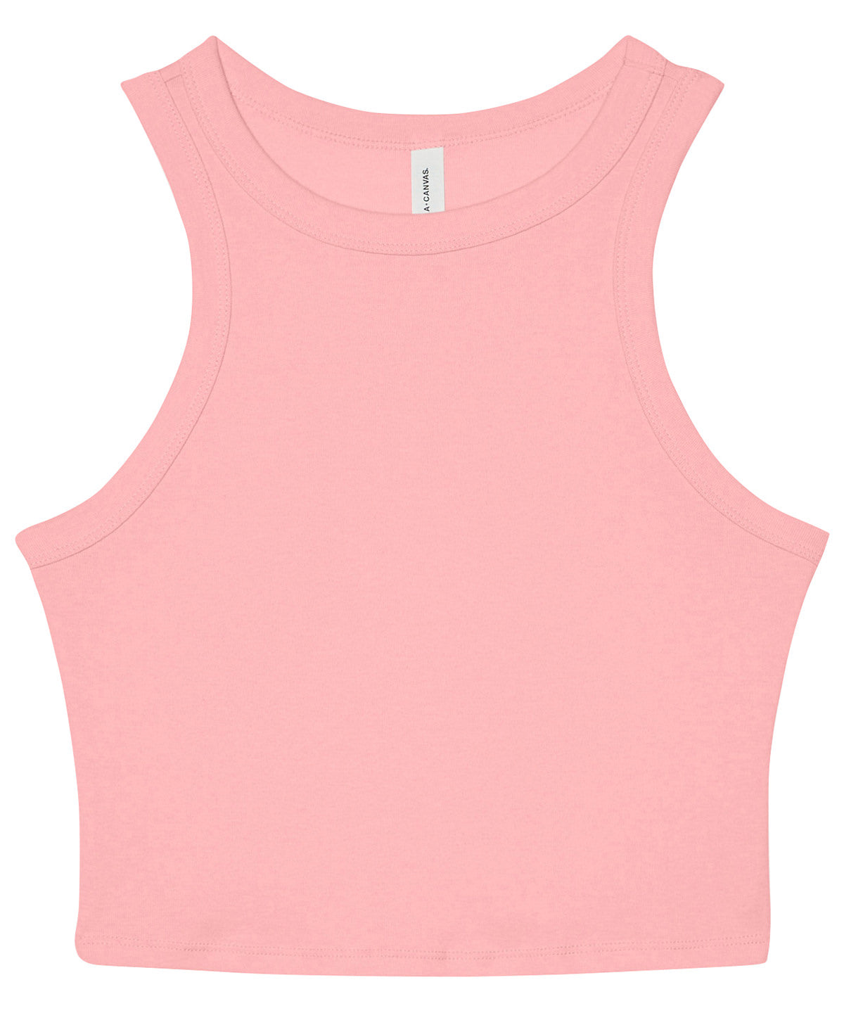 Tryck din logga på Linnen från Bella Canvas - Anpassa Dam micro rib racer tank i färgen Mellanrosa för företag, föreningar och privatpersoner