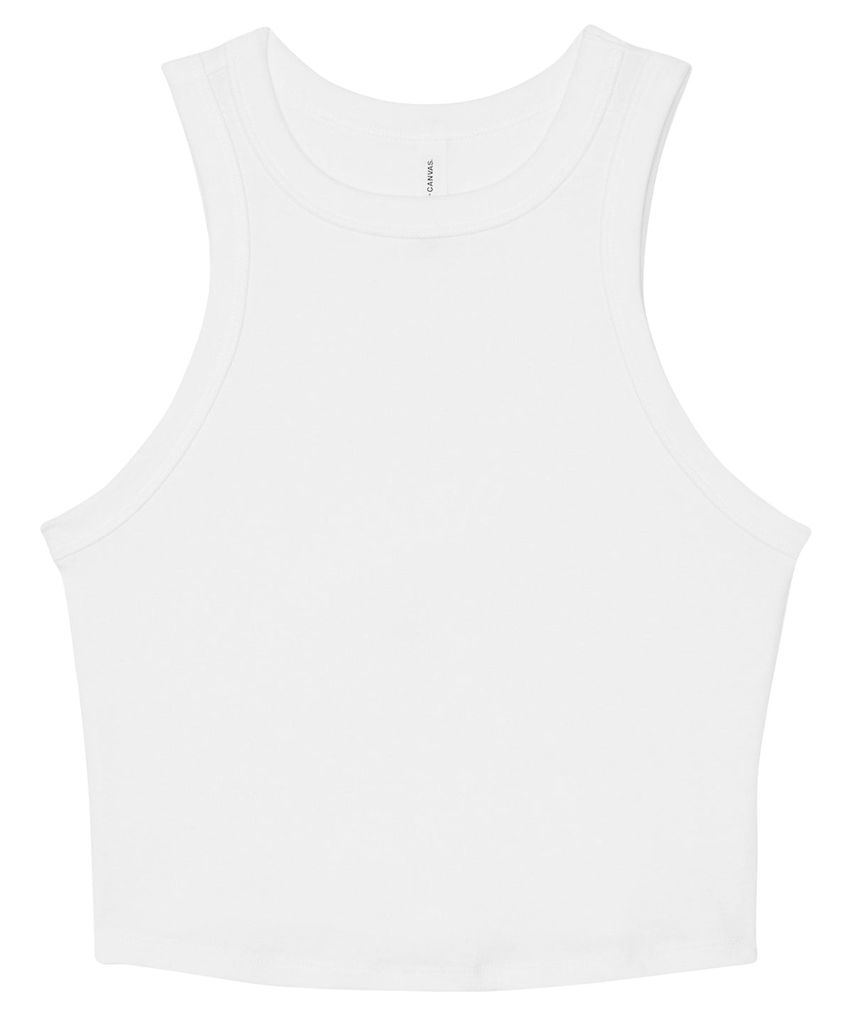 Tryck din logga på Linnen från Bella Canvas - Anpassa Dam micro rib racer tank i färgen Vit för företag, föreningar och privatpersoner
