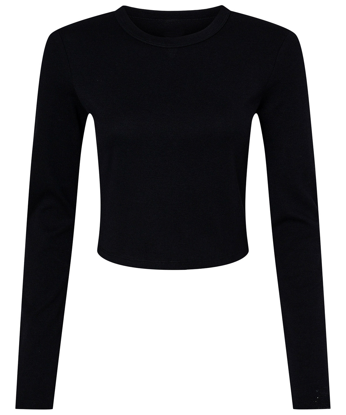 Tryck din logga på T-shirts från Bella Canvas - Anpassa Micro Rib Long Sleeve Baby Tee - Dam i färgen Svart för företag, föreningar och privatpersoner