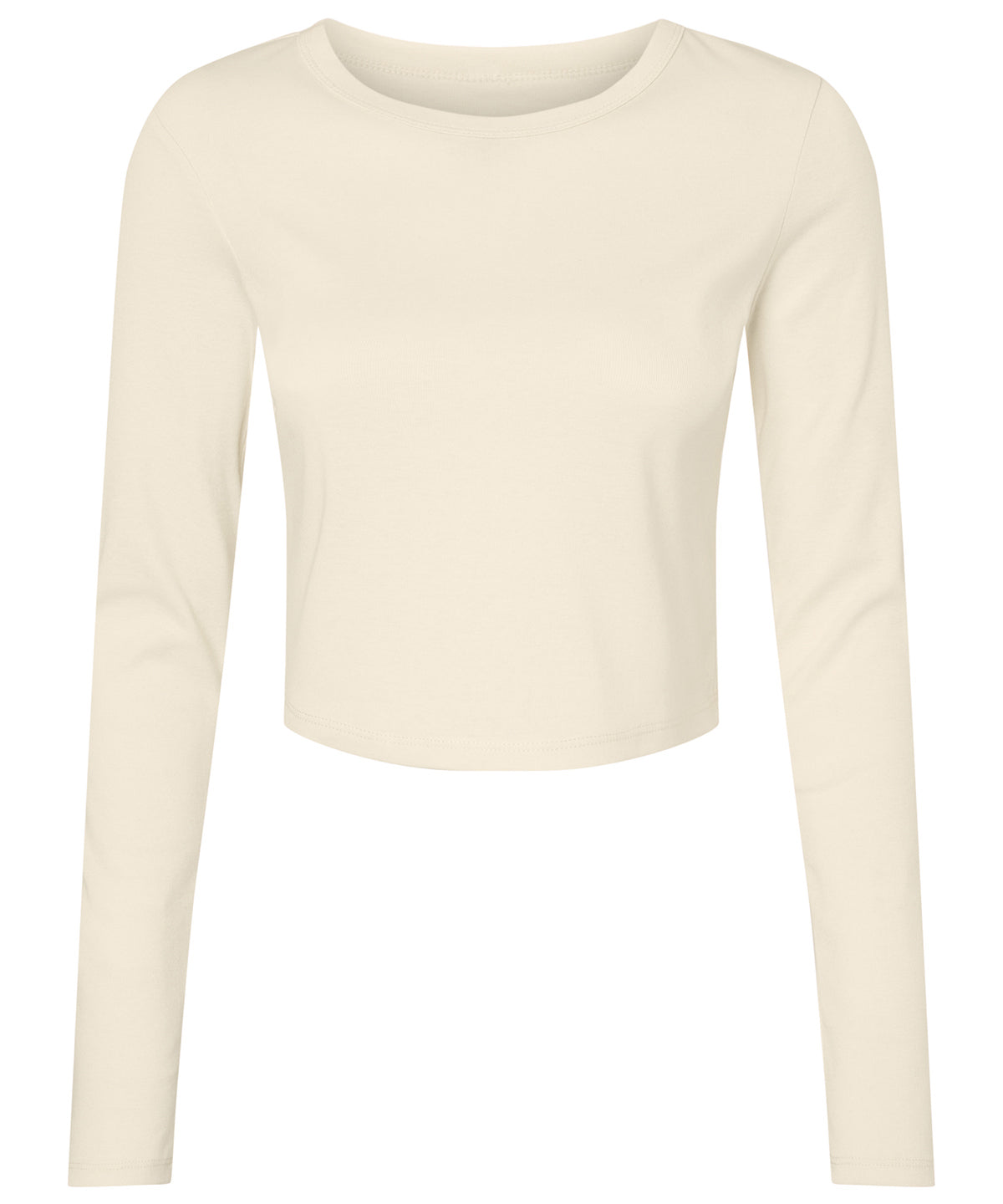 Tryck din logga på T-shirts från Bella Canvas - Anpassa Micro Rib Long Sleeve Baby Tee - Dam i färgen Naturligt för företag, föreningar och privatpersoner