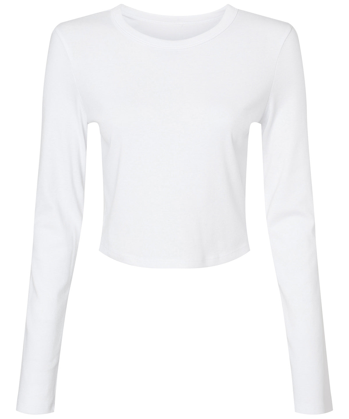 Tryck din logga på T-shirts från Bella Canvas - Anpassa Micro Rib Long Sleeve Baby Tee - Dam i färgen Vit för företag, föreningar och privatpersoner